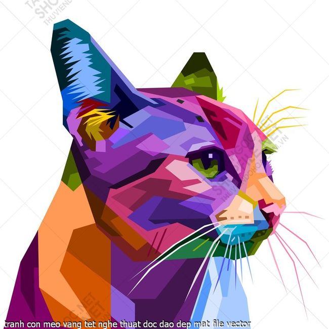 tranh con meo vang tet nghe thuat doc dao dep mat file vector